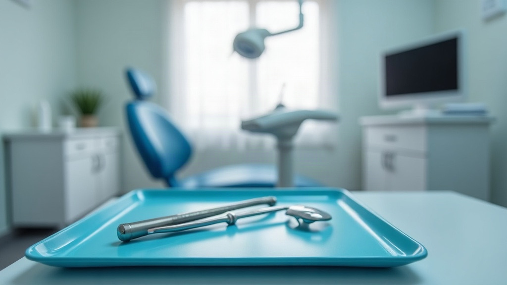 Dental instrument tray and exam chair ready for a same-day emergency patient in a Columbia, SC clinic